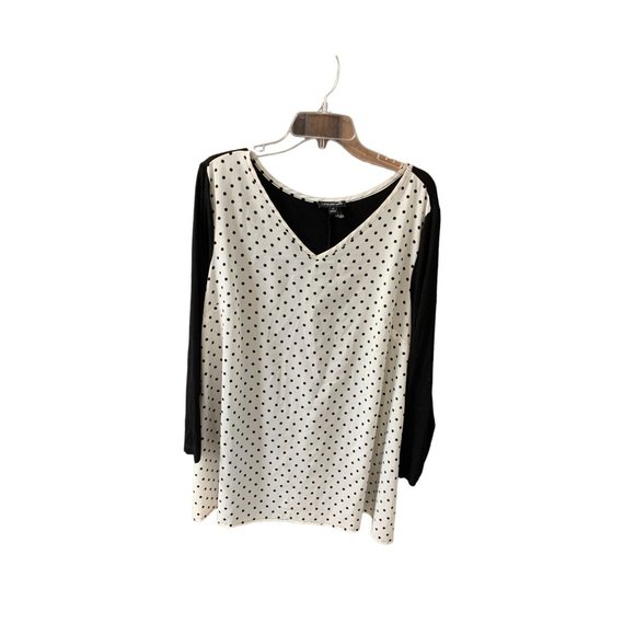 Lane Bryant Womens 18 2X Tunic Top Shirt Polyester front Polka Dot Black Sweater - Picture 1 of 3